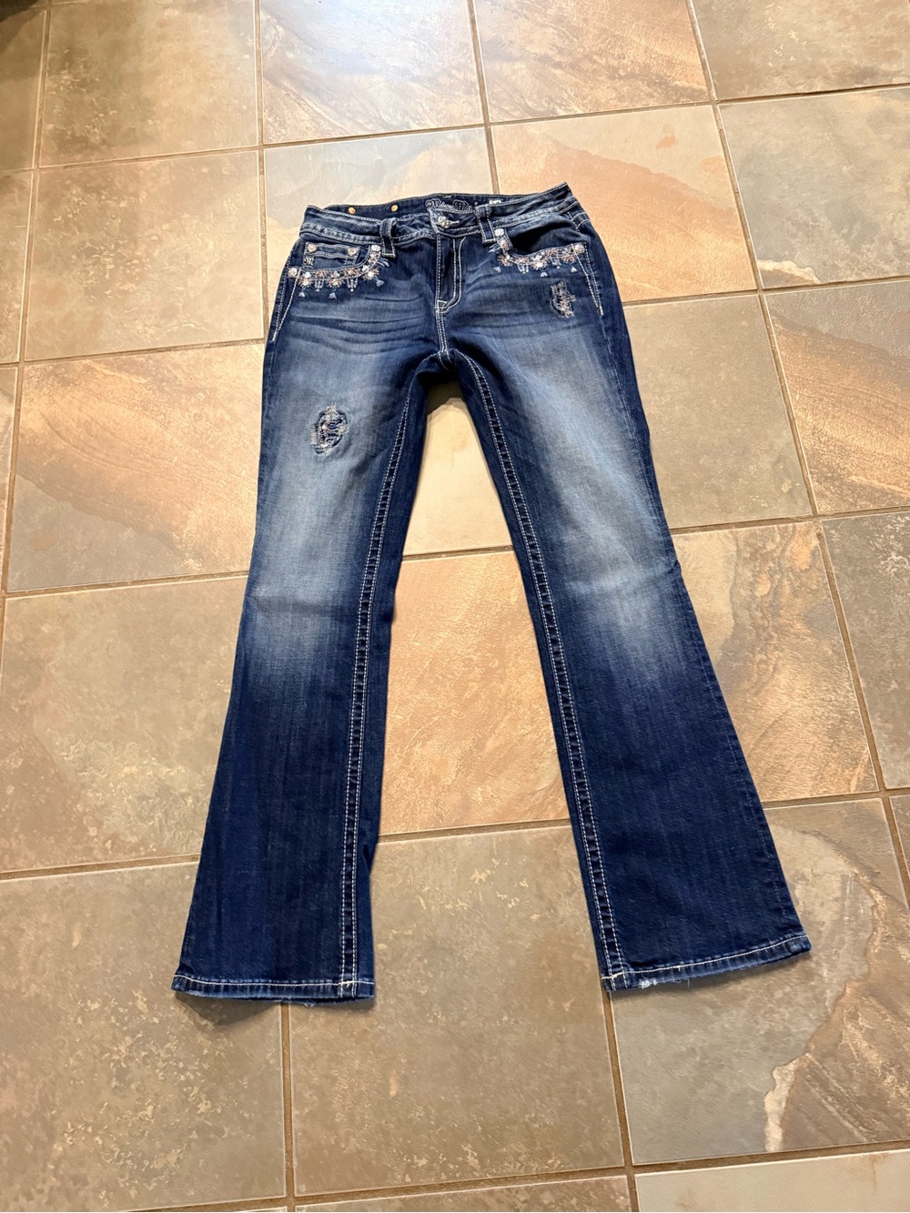 Miss Me Dark Blue Embellished Boot Cut Jeans